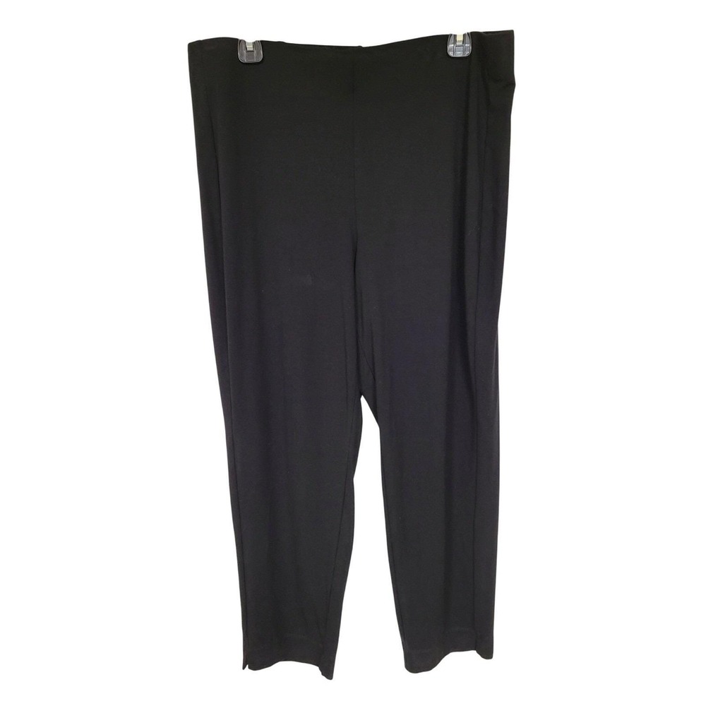 J Jill Wearever Wide Leg Slit Ankle Pull On Pants Black Professional‎ Size LP